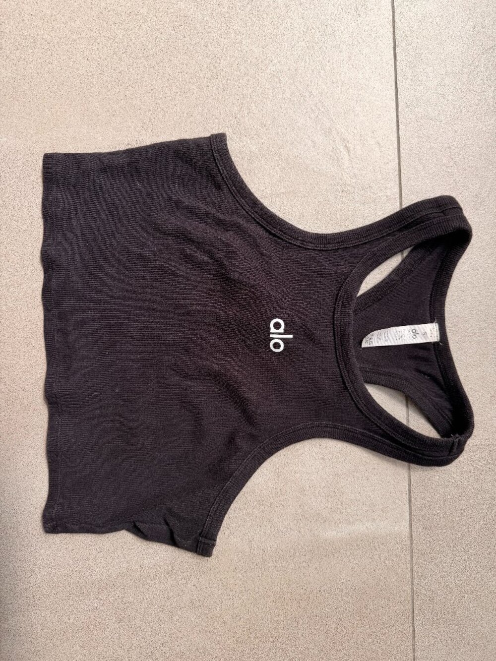 Black Ribbed Racerback Crop Tank